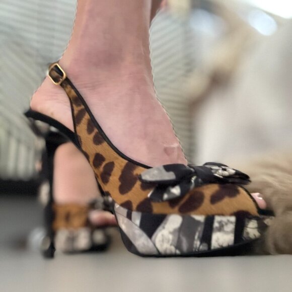 Emilio Pucci Ponyhair Slingback Platforms Baddie Luxury Animal Print Sz 9 - Picture 2 of 12